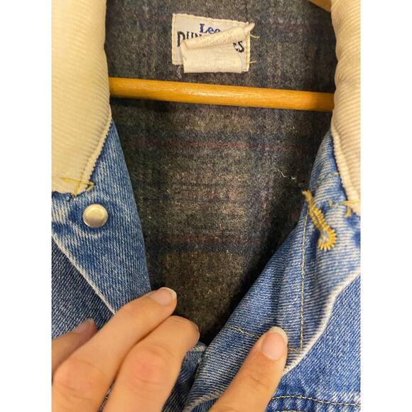Women Vintage Lee Dungarees Lined Button Up Jean Jacket Med Chore Coat Country - Picture 9 of 16
